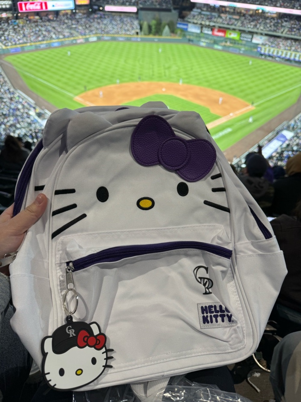 Sanrio Hello Kitty White Backpack with Purple Accents